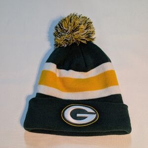 Green and Yellow Kids Pom-Pom Beanie